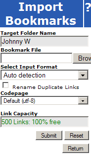 Import Bookmarks Dialog